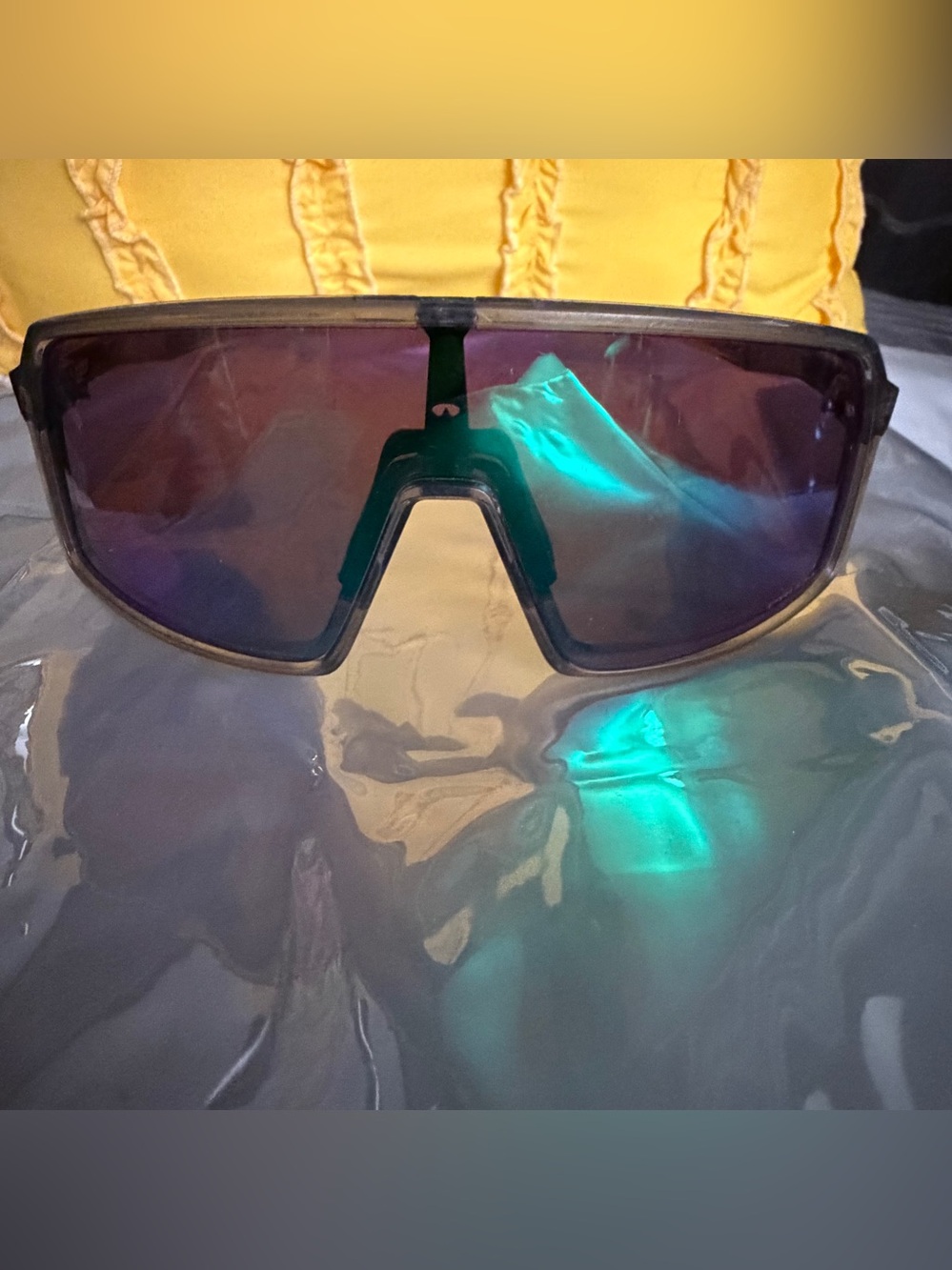 Oakley Shield Sunglasses with Blue-Green Mirrored Lens